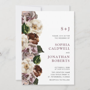 Invitation Tout en un monogramme Moody Floral Mariage frontiè