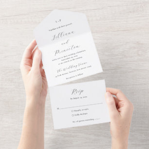 Invitation Tout En Un Monogramme noir et blanc classique Élégant mariage