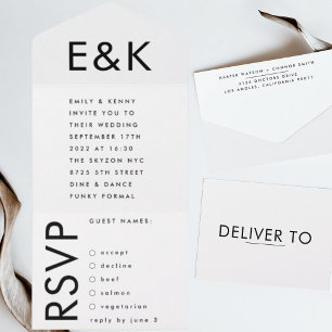 Invitation Tout En Un Monogramme Ultra Modern Bold Big Simple Mariage