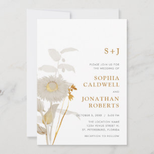 Invitation Tout en un Monogramme Vintage Mariage Floral