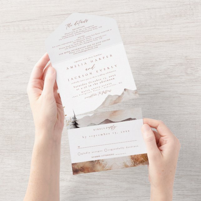 Invitation Tout En Un Mont Boho (Déchirure)