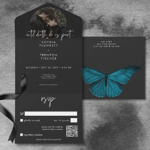 Invitation Tout En Un Moody Dark Moody Mini Moth Photo QR Code Mariage