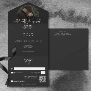 Invitation Tout En Un Moody foncé photo minime QR Code Mariage