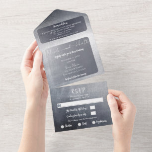 Invitation Tout En Un Moody Silver Glam Moderne Mariage élégant