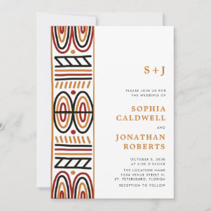 Invitation Tout en un Motif Africain Monogramme Mariage moder
