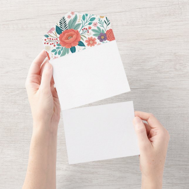 Invitation Tout En Un Motif d'impression floral dynamique (Déchirure)