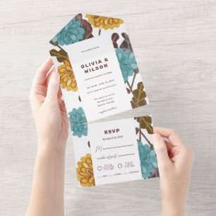 Invitation Tout En Un Mustard fleuri bijou ton mariage tout en un invit