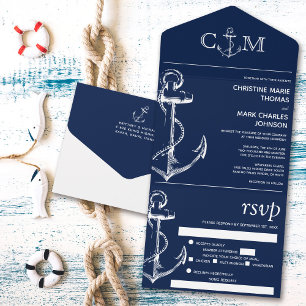Invitation Tout En Un Nautical Ancre Mariage Chanson Demande Marine Repa