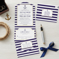 Nautical Navy & Ancres à rayures blanches Mariage
