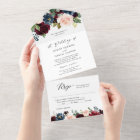 Navy Burgundy Blush Floral Détails Mariage RSVP