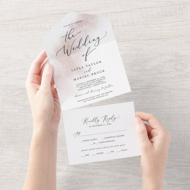 Invitation Tout En Un Nettoyage aquarelle | Mariage blanc (Déchirure)