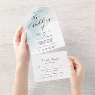 Invitation Tout En Un Nettoyage aquarelle   Mariage bleu