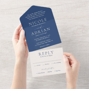 Invitation Tout En Un Nicole Royal Blue Mariage élégant