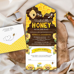 Invitation Tout En Un Nid d'abeille Rucher Abeille à Miel Grange Baby Sh
