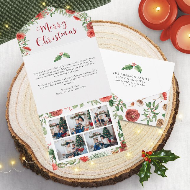 Invitation Tout En Un Noël botanique tout en un (Botanical Christmas All In One Card
)