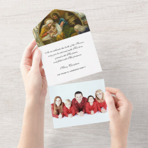 Invitation Tout En Un Noël Photo religieuse Jésus Marie Joseph Famille