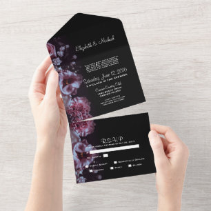 Invitation Tout En Un Noir et Violet Humeur