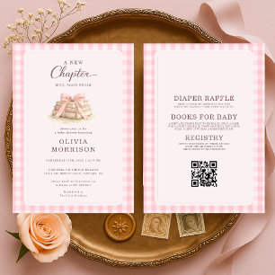 Invitation Tout en Un Nouveau Chapitre Rose Gingham Baby Show