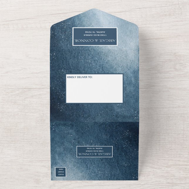 Invitation Tout En Un Nuit Sky Stars Marine Bleu Blanc (Dehors)