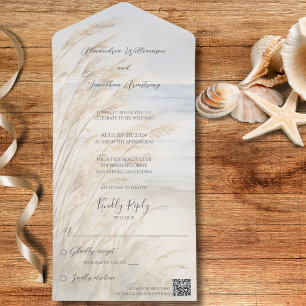Invitation Tout En Un Oats de mer et Surf tout en un mariage Inviter