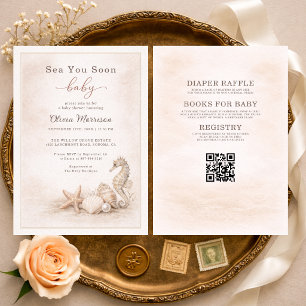 Invitation Tout en Un Océan Vous Bientôt Baby Shower
