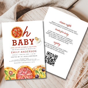 Invitation Tout en un Oh Baby Pizza & Pacifiers Baby shower