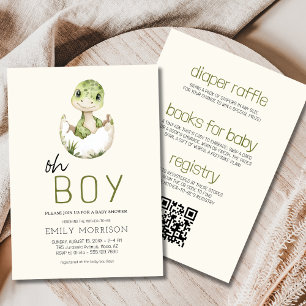 Invitation Tout en un Oh Boho Dinosaur Baby Boy Douche