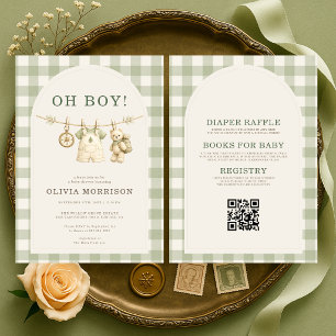 Invitation Tout en Un Oh Garçon Bois Baby Shower