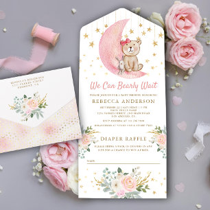 Invitation Tout En Un On Peut Attendre Le Baby shower D'Ours En Teddy Ro