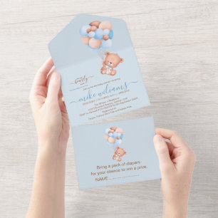 Invitation Tout En Un On peut attendre l'ours aquarelle