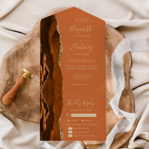 Invitation Tout En Un Options de repas Rust Gold Agate Mariage