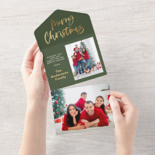 Invitation Tout En Un or joyeux noël étoiles vacances photo