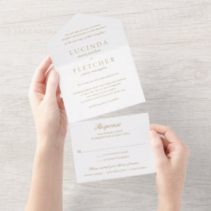 Invitation Tout En Un Or Vieille Argent Élégant Mariage