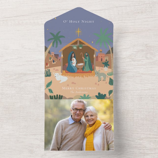 Invitation Tout En Un O'Saint Nativité Scène de Noël Tri-Fold Ho (À l'intérieur)
