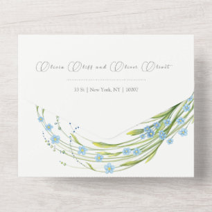 Invitation Tout En Un Oubliez-Moi-Pas Mariage Tout En Un