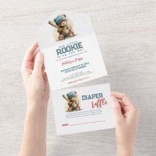Invitation Tout En Un Ours en peluche baseball SVP répondre Tirer au sor