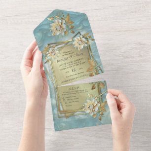 Invitation Tout En Un Palette bleu clair devant un cuivre/bronz