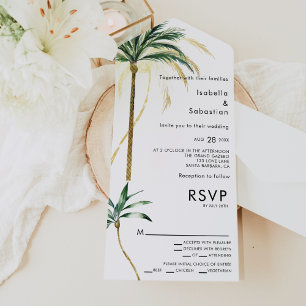 Invitation Tout En Un Palm Tree Destination Entree Choix du Mariage RSVP