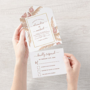Invitation Tout En Un Pampas Grass Bohème Bohème Bohème Mariage Tropical