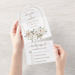 Invitation Tout En Un Pampas Grass Bohème Bohème Eucalyptus Mariage RSVP