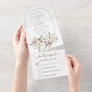 Invitation Tout En Un Pampas Grass Bohême Boho Eucalyptus Mariage