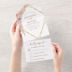 Invitation Tout En Un Pampas Grass Bohemian Boho Mariage tropical