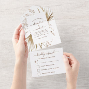 Invitation Tout En Un Pampas Grass Bohemian Boho Wedding RSVP