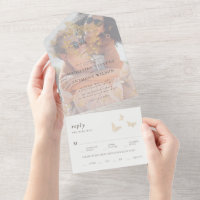 Papillon d'or Élégant Romantique Photo Un Mariage
