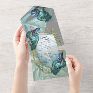 Invitation Tout En Un Papillons du Paradis Tout en un Mariage Inviter