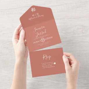 Invitation Tout En Un Papillons  Terre cuite Mariage Terrien