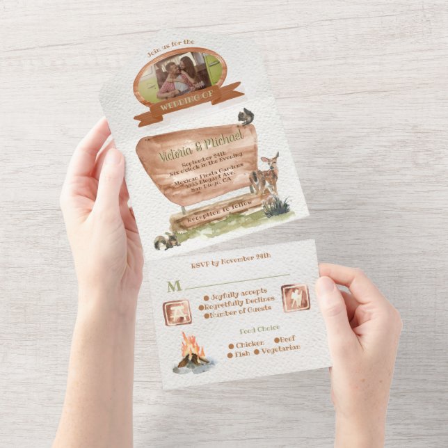 Invitation Tout En Un Parc National Camping Outdoor Adventure Mariage (Déchirure)