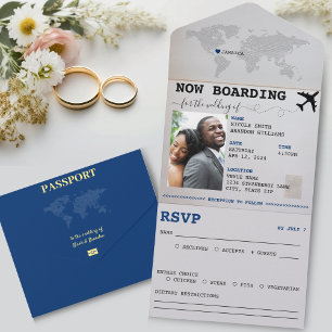 Invitation Tout En Un Passeport bleu Jamaïque Destination Mariage