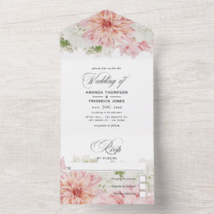 Invitation Tout En Un Pastel Blush Pink Dahlia Mariage Tout en un Invita