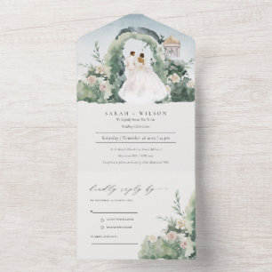 Invitation Tout En Un Pastel Couple Floral Garden Arch Mariage botanique